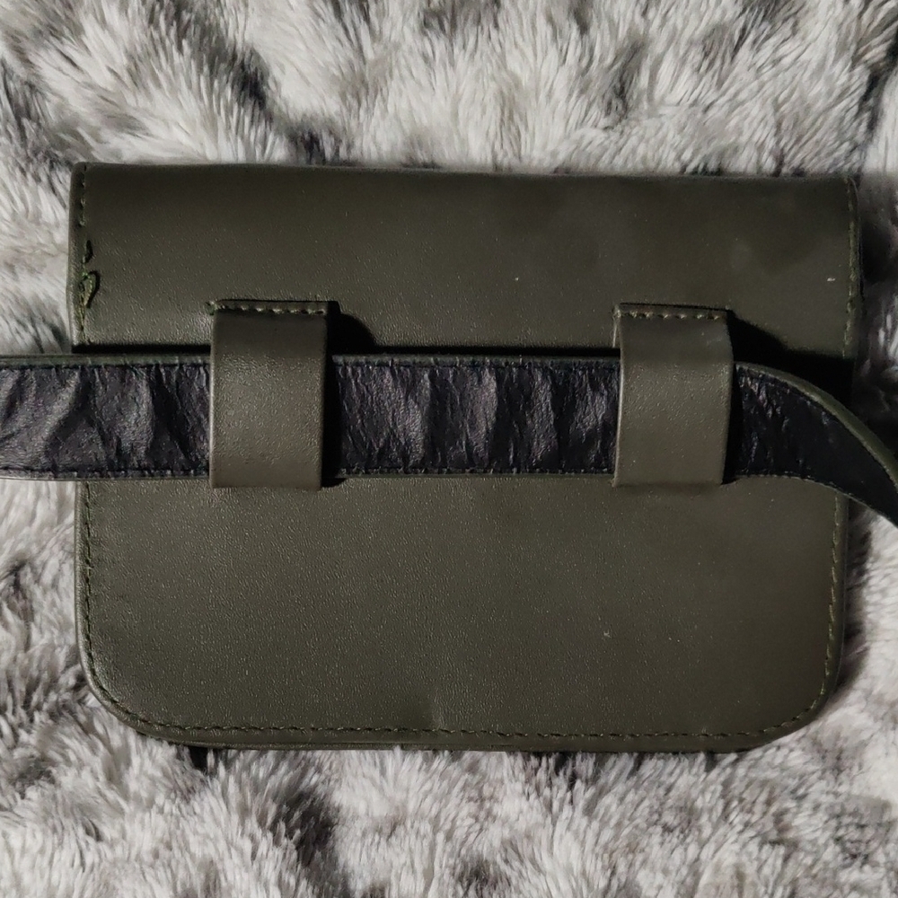 Olive Green Studded Belt Bag Waist Bag Gold Hardware - Picture 3 of 6